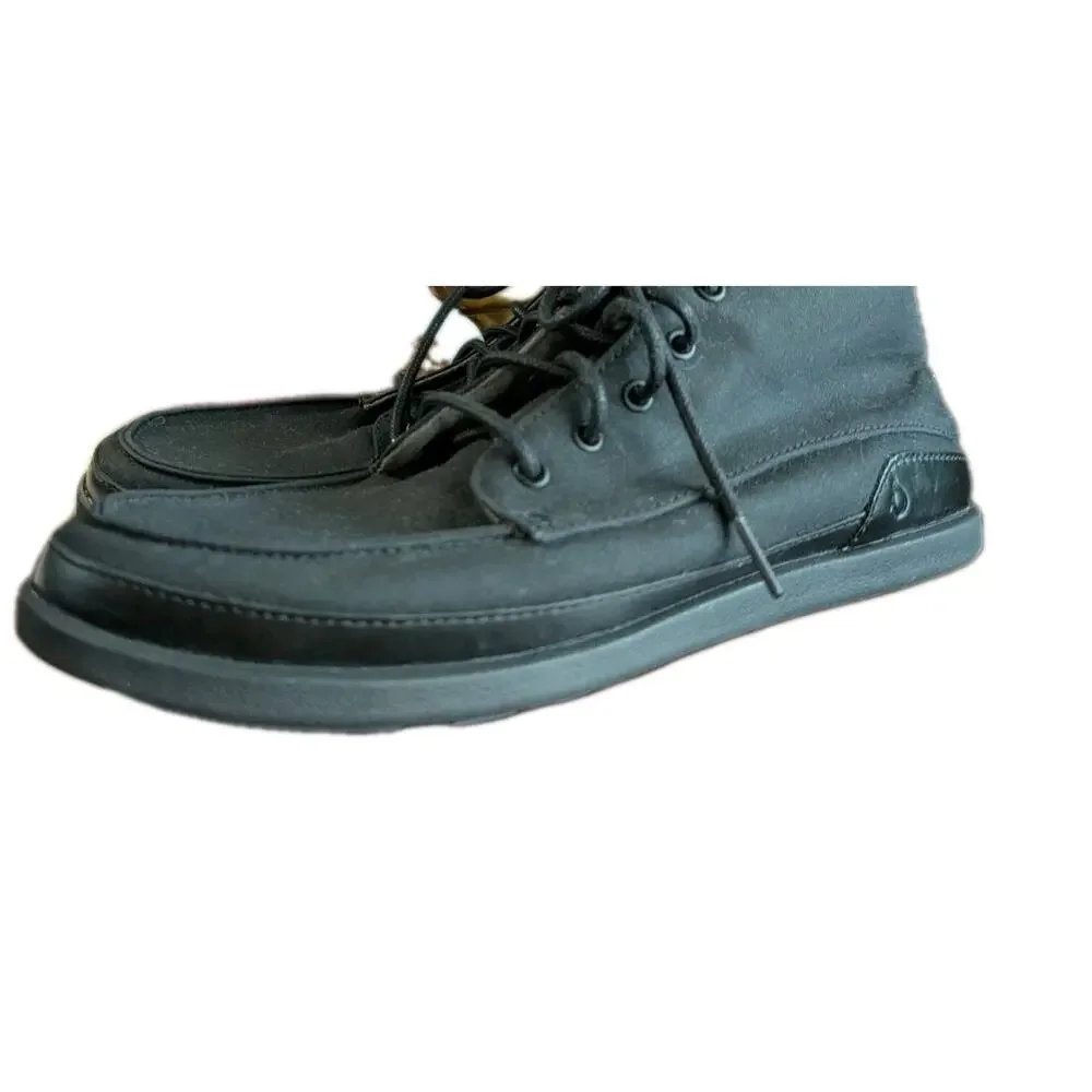 Olukai Nalukai Kapa Boots Men 9.5 Ankle Canvas Lace Up Black Shoes High Top